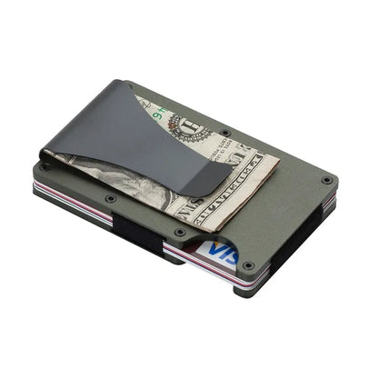 Ultra-Slim Aluminium RFID Blocking Credit Card Holder for Men - Minimalist Metal Wallet with Clip