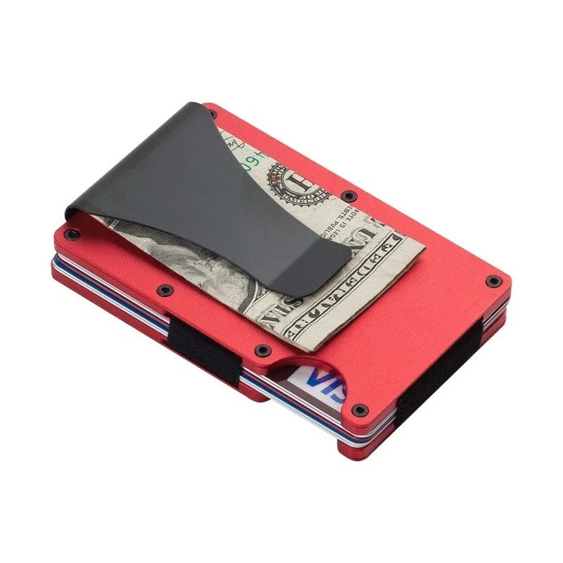 Ultra-Slim Aluminium RFID Blocking Credit Card Holder for Men - Minimalist Metal Wallet with Clip